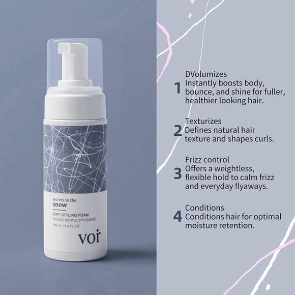 VOIR HAIRCARE / SECRETS IN THE SNOW SOFT STYLING FOAM. Made in Canada. 160 ml - Picture 4 of 11